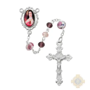 Multi Pink Crystal Therese Rosary With Pewter Crucifix