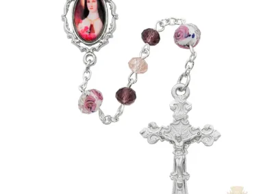 Multi Pink Crystal Therese Rosary With Pewter Crucifix