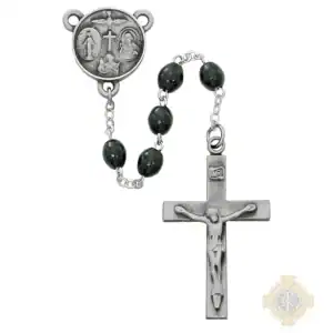 Black Wood Our Father Rosary With Pewter Crucifix