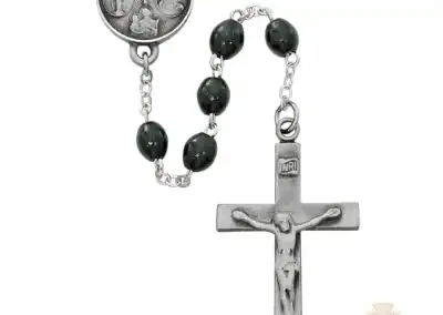 Black Wood Our Father Rosary With Pewter Crucifix