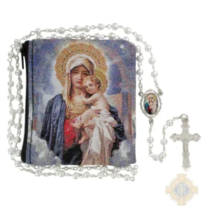 Mother & Child Rosary In Mother Child Pouch With Pewter Crucifix