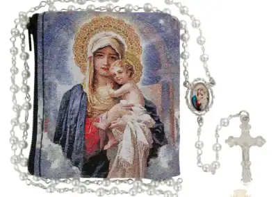 Mother & Child Rosary In Mother Child Pouch With Pewter Crucifix