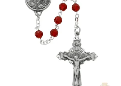 Red Crystal Holy Spirit Rosary With Pewter Crucifix