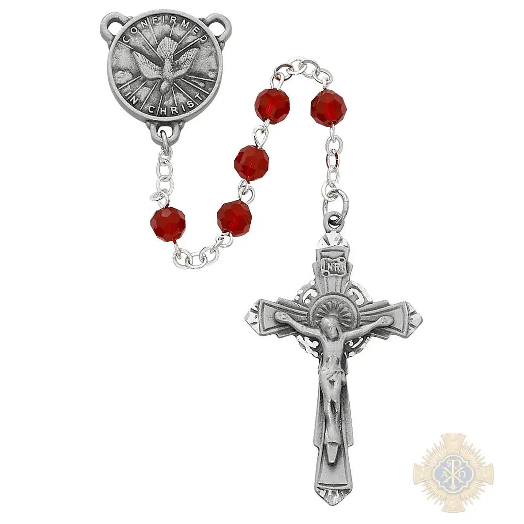 Red Crystal Holy Spirit Rosary With Pewter Crucifix Red Crystal Holy Spirit Rosary With Pewter Crucifix