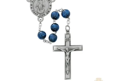 Blue Wood St Michael Rosary With Pewter Crucifix