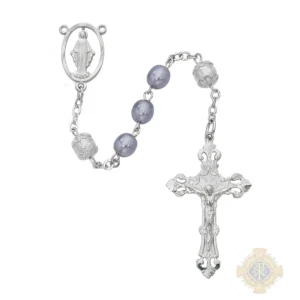 Lavender With White Our Father Rosary With Pewter Crucifix