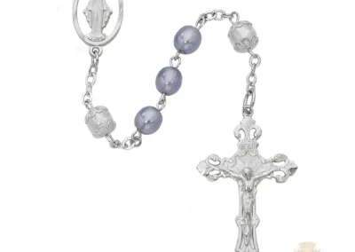 Lavender With White Our Father Rosary With Pewter Crucifix