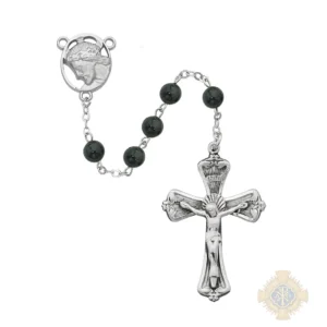 Onyx Head Of Christ Rosary With Pewter Crucifix
