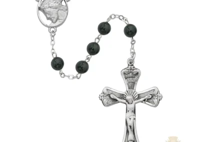 Onyx Head Of Christ Rosary With Pewter Crucifix