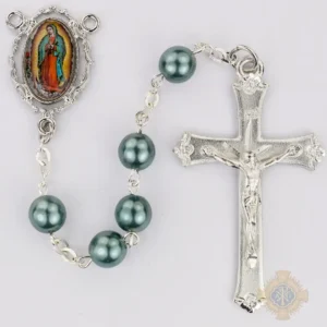Teal Our Lady Of Guadalupe Decal Rosary With Pewter Crucifix