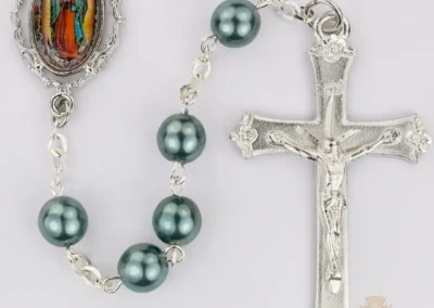 Teal Our Lady Of Guadalupe Decal Rosary With Pewter Crucifix
