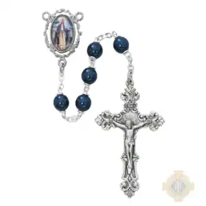 Blue Our Lady Of Grace Decal Rosary With Zinc Alloy Crucifix