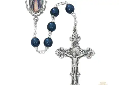 Blue Our Lady Of Grace Decal Rosary With Zinc Alloy Crucifix