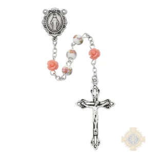 Pink Ceramic Rosary With Zinc Alloy Crucifix