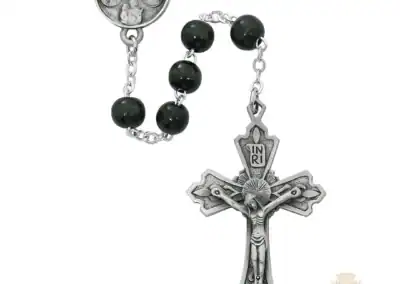Black Wood Rosary With Pewter Crucifix