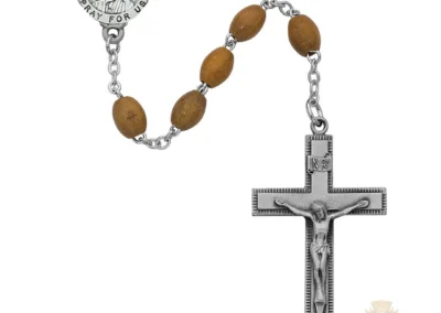 Olive Wood St. Jude With Pewter Crucifix