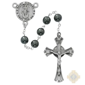 Hematite St Michael Rosary With Pewter Crucifix