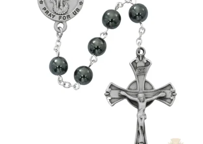 Hematite St Michael Rosary With Pewter Crucifix