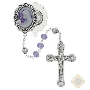 Violet Cameo Rosary With Zinc Alloy Crucifix