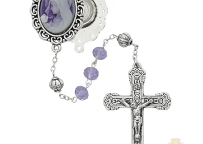 Violet Cameo Rosary With Zinc Alloy Crucifix