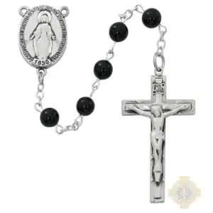 Black Onyx Rosary With Pewter Crucifix