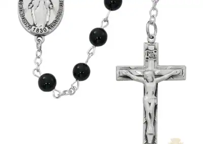 Black Onyx Rosary With Pewter Crucifix