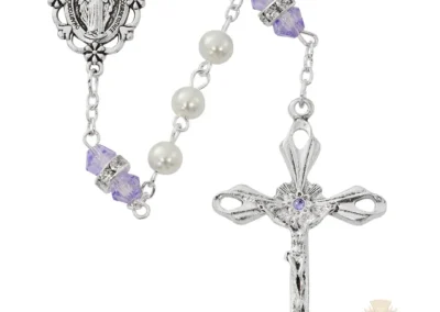 Pearl And Amethyst Rosary With Zinc Center And Crucifixed