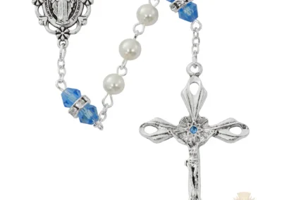 Pearl And Zircon Rosary With Zinc Center And Crucifixed