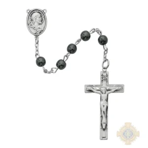Sterling Hematite Rosary With Sterling Silver Crucifix