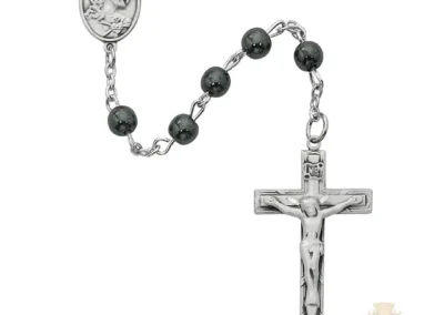 Sterling Hematite Rosary With Sterling Silver Crucifix
