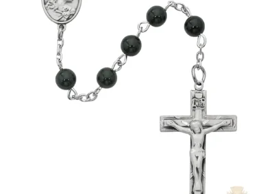 Sterling Black Onyx Rosary With Sterling Silver Crucifix