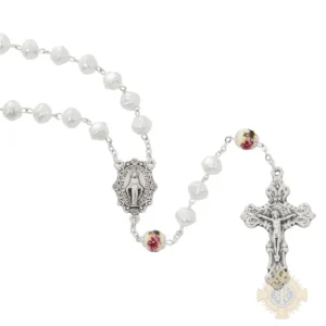 Pearl With Capped Ceramic O.F. Rosary