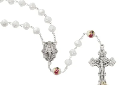 Pearl With Capped Ceramic O.F. Rosary