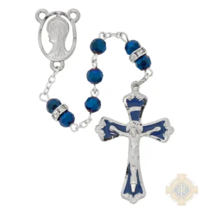 Metallic Blue Crystal Rosary