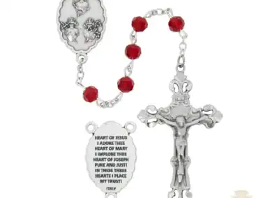 Garnet Tincut 3 Heart Rosary Deluxe Gift Box With Pewter Crucifix