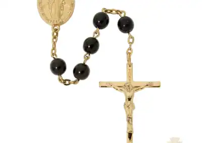 14K Gold Over Sterling Black And Gold Rosary Deluxe
