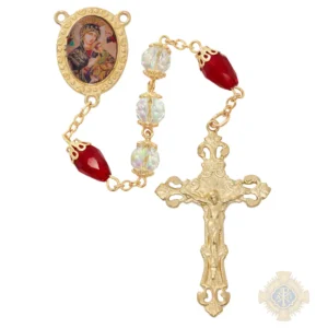 Crystal And Red Tear Drop Rosary