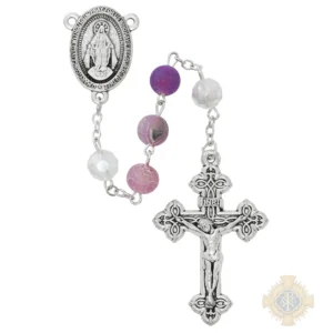 Purple Cracked Beaded Rosary Deluxe