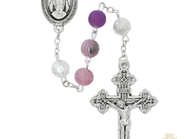 Purple Cracked Beaded Rosary Deluxe