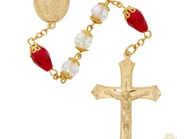 Crystal And Red Tear Drop Rosary