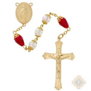 Crystal And Red Tear Drop Rosary