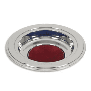 Silver Tone Offering Plate - Burgundy Felt